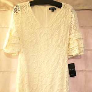 Ralph Lauren Cream Lace Dress Size 10